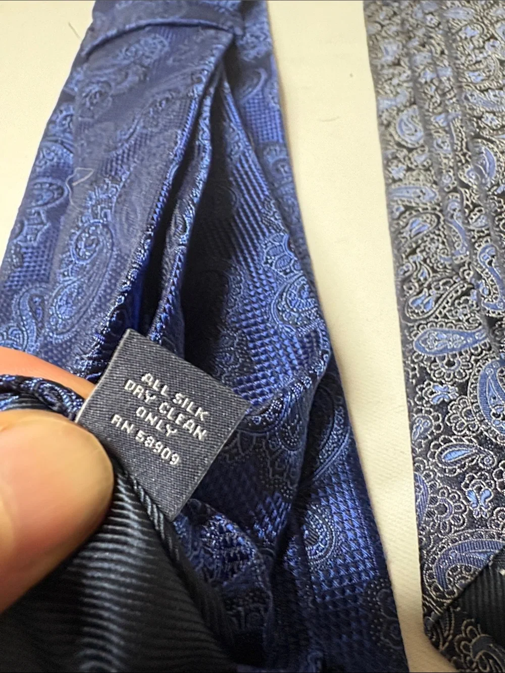 Hart Schaffner Marx Lot of Two Black and Blue Silk Paisley Ties